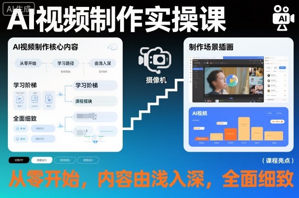 AI视频制作实操课，从零开始，内容由浅入深，全面细致-lhxm