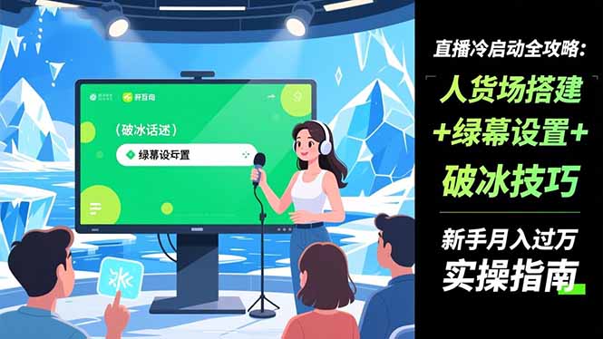 直播冷启动全攻略:人货场搭建+绿幕设置+破冰技巧，新手月入过万实操指南-lhxm