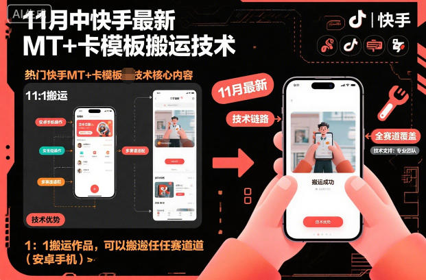 11月中快手最新MT+卡模板搬运技术，1：1搬运作品，可以搬运任何赛道(安卓手机)-lhxm