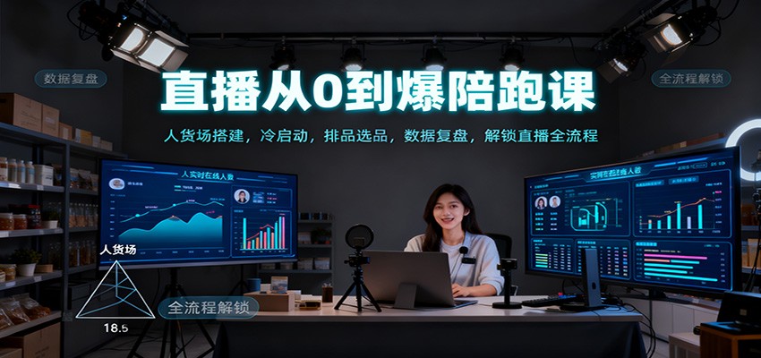 直播从0到爆陪跑课：人货场搭建，冷启动，排品选品，数据复盘，解锁直播全流程-lhxm