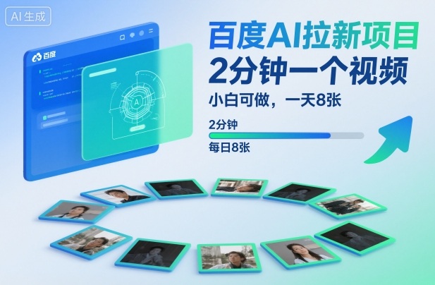 百度AI拉新项目，2分钟一个视频，小白可做，一天8张【附案例+保姆级教程】-lhxm