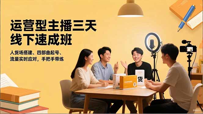 运营型主播三天线下班，人货场搭建,四部曲起号,流量实时应对，手把手带练-lhxm