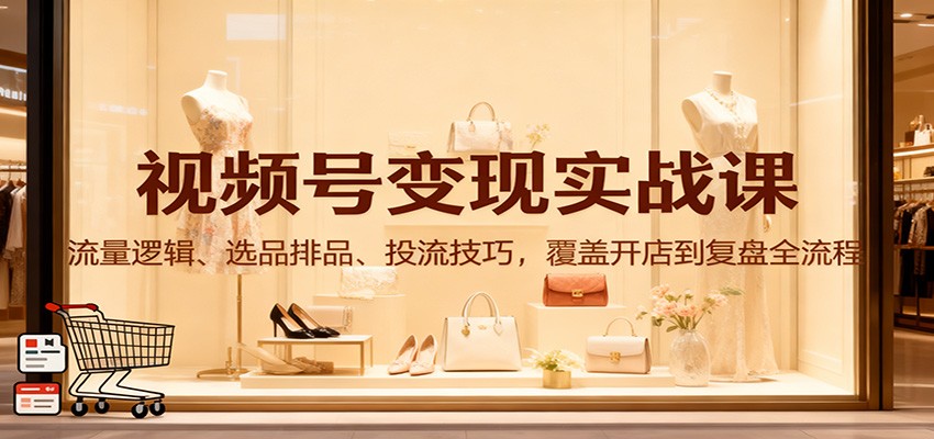 视频号变现实战课：流量逻辑、选品排品、投流技巧，覆盖开店到复盘全流程-lhxm