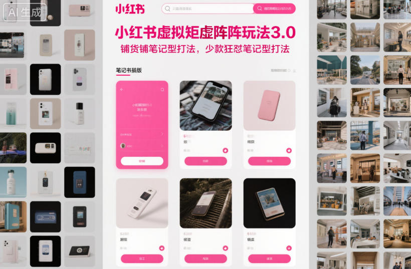 小红书虚拟矩阵玩法3.0，铺货铺笔记型打法，少款狂怼笔记型打法-lhxm