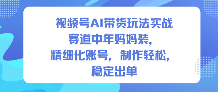 视频号AI带货玩法实战，赛道中年妈妈装，精细化账号，制作轻松，稳定出单-lhxm