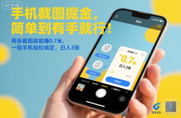 手机截图掘金，简单到有手就行！两张截图就能賺0.7米，一部手机轻松搞定，日入3张【揭秘】-lhxm