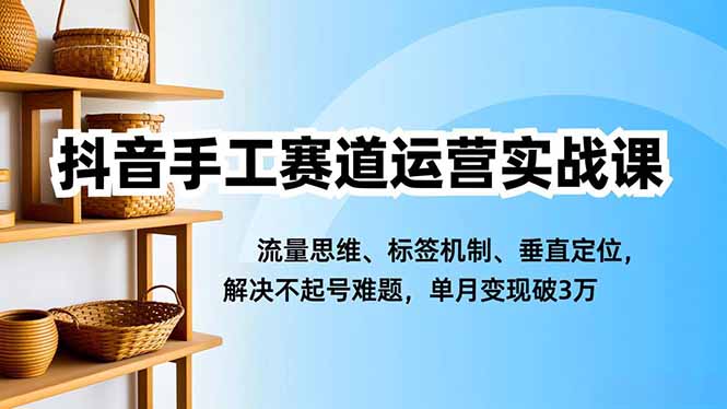 抖音手工赛道运营实战课，流量思维、标签机制、垂直定位，解决不起号难题，单月变现破3万-lhxm