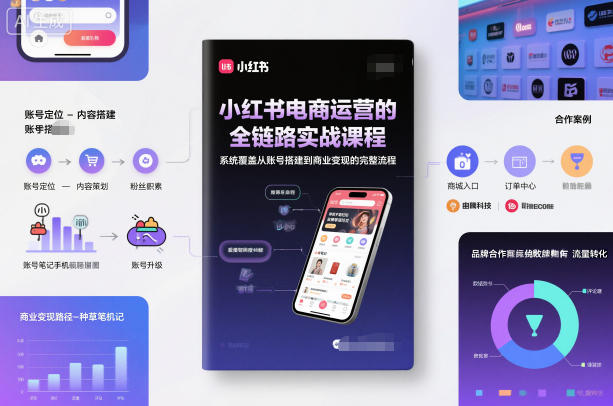 小红书电商运营的全链路实战课程，系统覆盖从账号搭建到商业变现的完整流程-lhxm