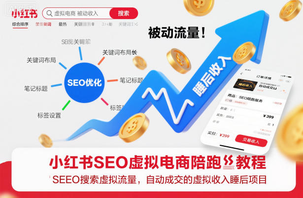 小红书SEO虚拟电商陪跑教程，实现seo搜索被动流量，自动成交的被动收入睡后项目-lhxm